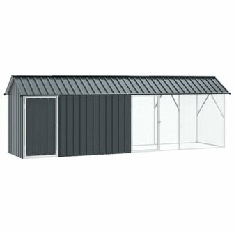 Vogelvoli&egrave;re met uitbreiding 112x442x141 cm staal antraciet 2