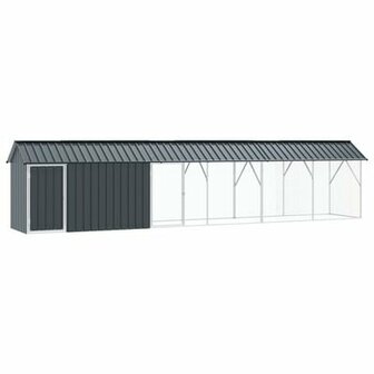Vogelvoli&egrave;re met uitbreiding 112x640x141 cm staal antraciet 2