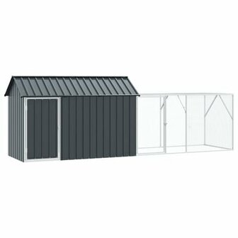 Vogelvoli&egrave;re met uitbreiding 112x421x141 cm staal antraciet 2