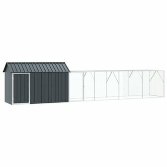 Vogelvoli&egrave;re met uitbreiding 112x619x141 cm staal antraciet 2
