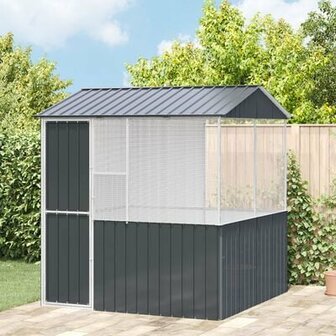 Vogelkooi 215x78x200 cm gegalvaniseerd staal antraciet 1