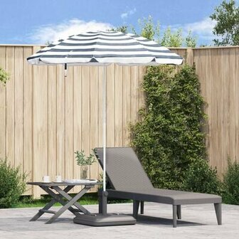 Strandparasol met metalen paal 161x193 cm polyester blauw wit 1