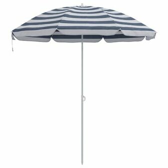 Strandparasol met metalen paal 161x193 cm polyester blauw wit 2
