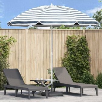 Strandparasol met aluminium paal 300 cm blauw en wit 1