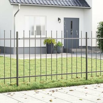 Tuinscherm met Spitse Bovenkant Grijs 1,7x1 m Staal 1