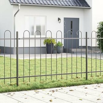 Tuinhek met bogen 3,4x1 m staal grijs 1