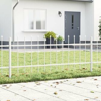 Tuinhek met Spitsbovenkant Wit 1,7x0,6 m Staal 1