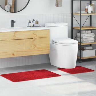 2 Delige Badmat Set Rood Polypropeen Antislip 1