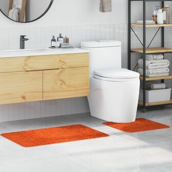 2-delige Badmat Set Oranje Polypropeen Antislip 1