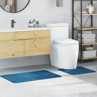 2-delige badmatset blauw polypropyleen antislip 1