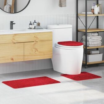 3-delige badmatset Rood Polypropeen Antislip 1