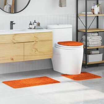 3-delige Badmat Set Oranje Polypropyleen Antislip 1