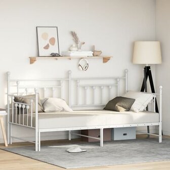 Stapelbed met uitschuifbed Wit 90x190 cm Staal 1