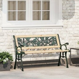 Tuinbank met rugleuning 116 cm rozenpatroon hout 1