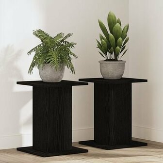 Plantenstandaards 2 st 30x30x40 cm bewerkt hout zwart eiken 1