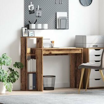 Computerbureau Oud hout Bewerkt hout Medium Computerbureau 1