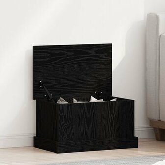 Opbergkist 50x30x28 cm bewerkt hout zwart eikenkleurig 1