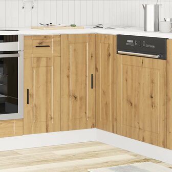 Keuken hoekonderkast &quot;Porto&quot; bewerkt hout artisanaal eikenkleur 3