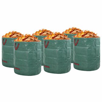 Tuinafvalzakken met handvatten 12 stuks Vouwbaar Rond Groen 272 L 1
