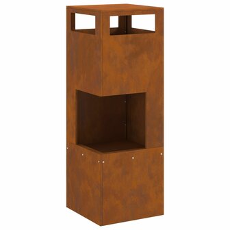 Vuurkorf vierkant 35x35x100 cm cortenstaal 2