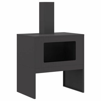 Vuurkorf met schoorsteen 60x40x96 cm staal zwart 2