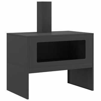 Vuurkorf met schoorsteen 80x50x96 cm staal zwart 2
