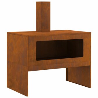 Vuurkorf met schoorsteen 80x50x96 cm cortenstaal 2