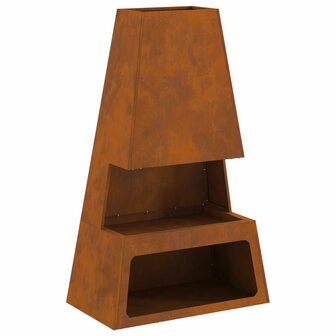 Vuurkorf met houtopslag 60x35x100 cm cortenstaal 2