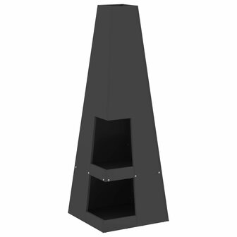 Vuurkorf met houtopslag 35x35x100 cm staal zwart 2