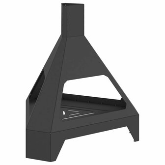 Vuurkorf met schoorsteen 50x43x52 cm staal zwart 2