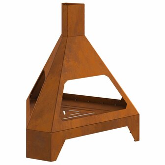 Vuurkorf met schoorsteen 50x43x52 cm cortenstaal 2