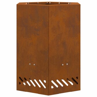 Rookloze Vuurkorf zeshoekig 38x38x51 cm cortenstaal 2