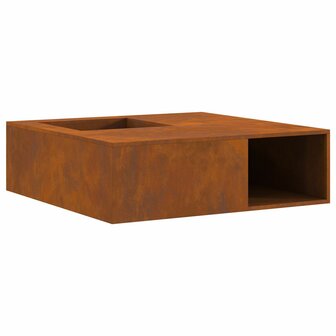 Vuurkorf met houtopslag 100x100x30 cm cortenstaal 2