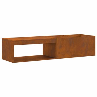 Vuurkorf met houtopslag 160x45x35 cm cortenstaal 2