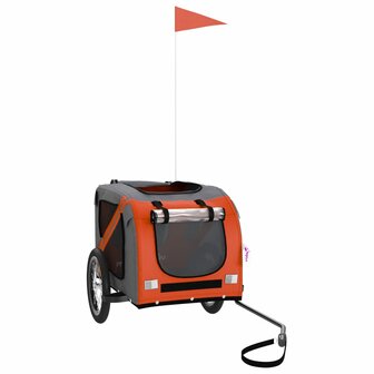 Hondenfietstrailer oxford stof en ijzer oranje en grijs 3