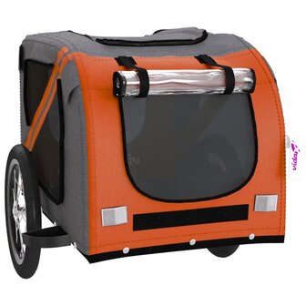 Hondenfietstrailer oxford stof en ijzer oranje en grijs 5