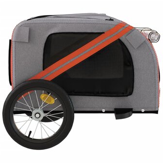 Hondenfietstrailer oxford stof en ijzer oranje en grijs 7