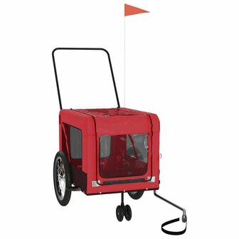Hondenfietstrailer oxford stof en ijzer rood en zwart 2