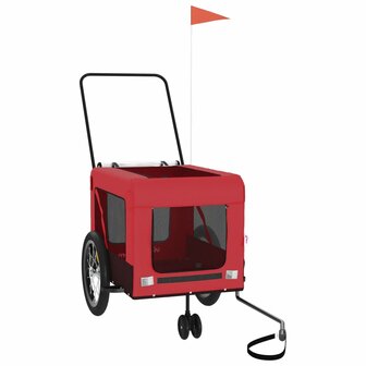 Hondenfietstrailer oxford stof en ijzer rood en zwart 4
