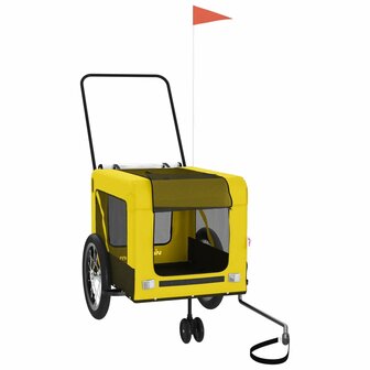 Hondenfietstrailer oxford stof en ijzer geel en zwart 3
