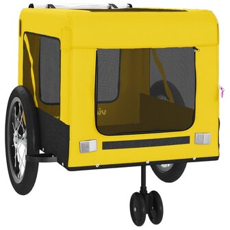 Hondenfietstrailer oxford stof en ijzer geel en zwart 6