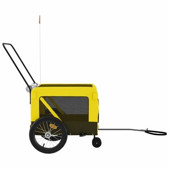 Hondenfietstrailer oxford stof en ijzer geel en zwart 7