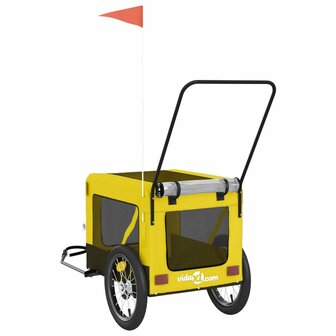 Hondenfietstrailer oxford stof en ijzer geel en zwart 9
