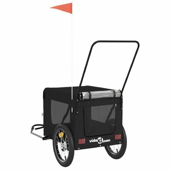 Hondenfietstrailer oxford stof en ijzer zwart 9