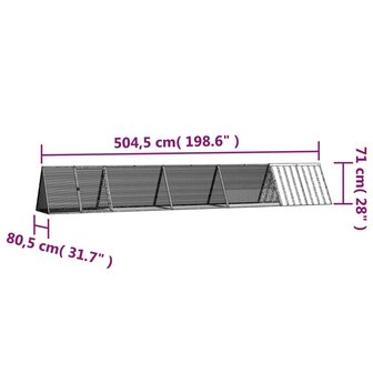 Konijnenhok 504,5x80,5x71 cm gegalvaniseerd staal antraciet 6