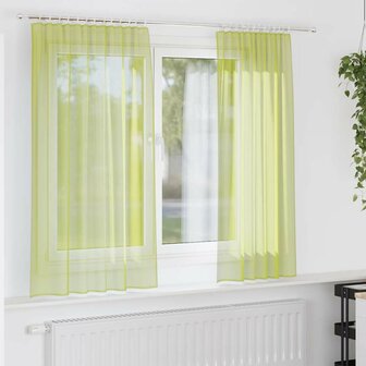 Gordijnen voile met roedezakken 2 st appelgroen 1