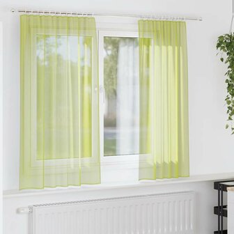 Gordijnen voile met roedezakken 2 st appelgroen 1