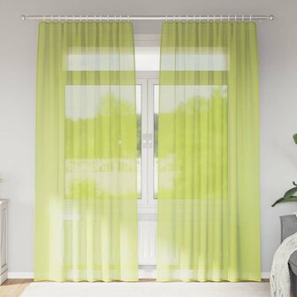 Gordijnen voile met roedezakken 2 st appelgroen 1