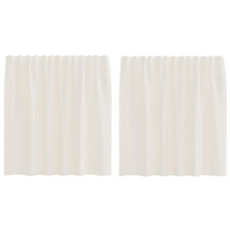 Gordijnen voile met roedezakken 2 st cr&egrave;mekleurig 2