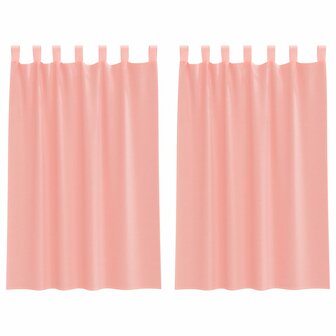 Gordijnen voile met roedezakken 2 st roze 2